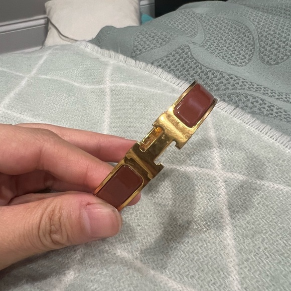 Gold and Brown H Logo Bracelet